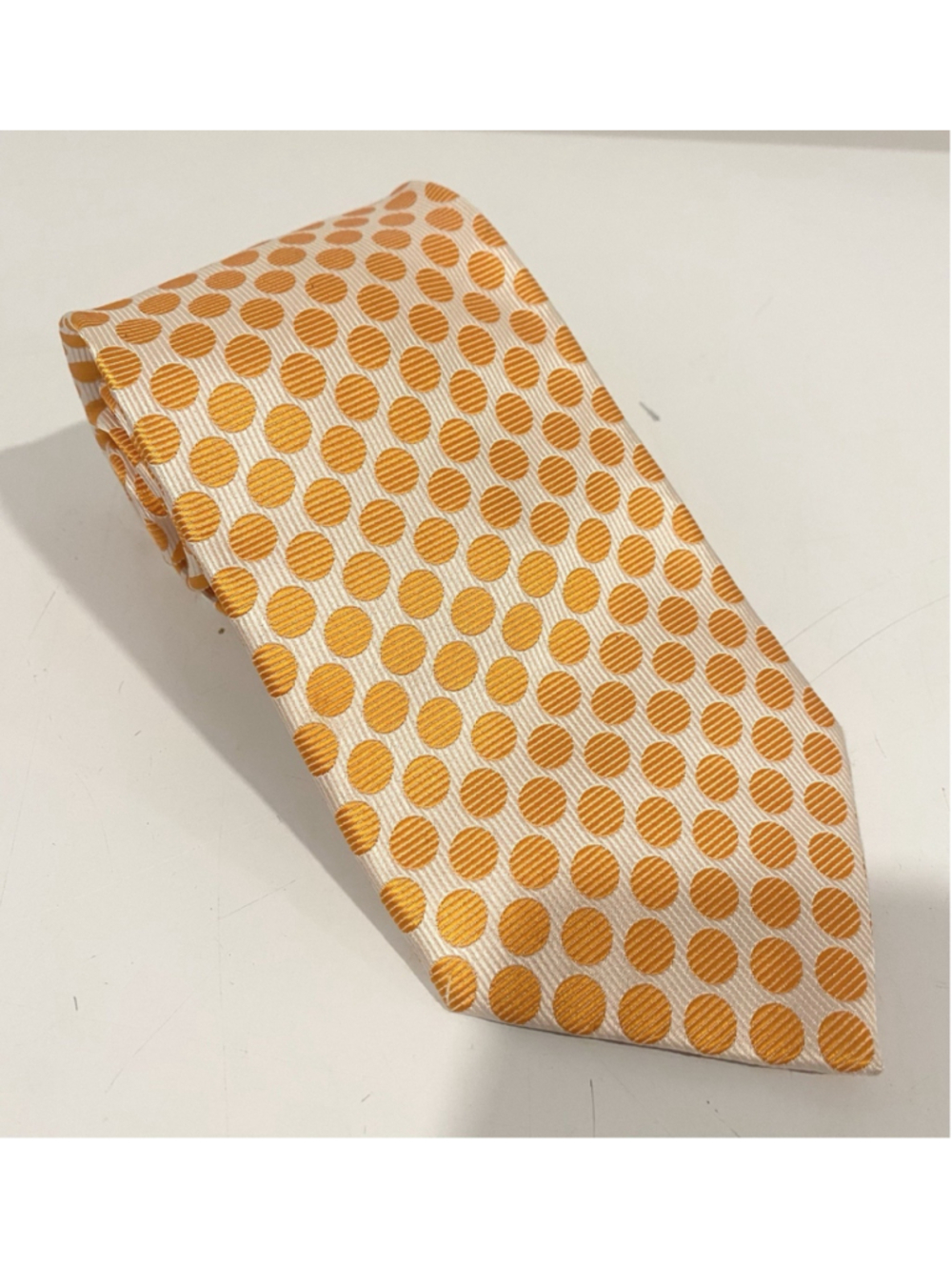 Henry Grethel 100% Silk Tie Orange Polka Dot Hand Made Men’s Necktie Vintage